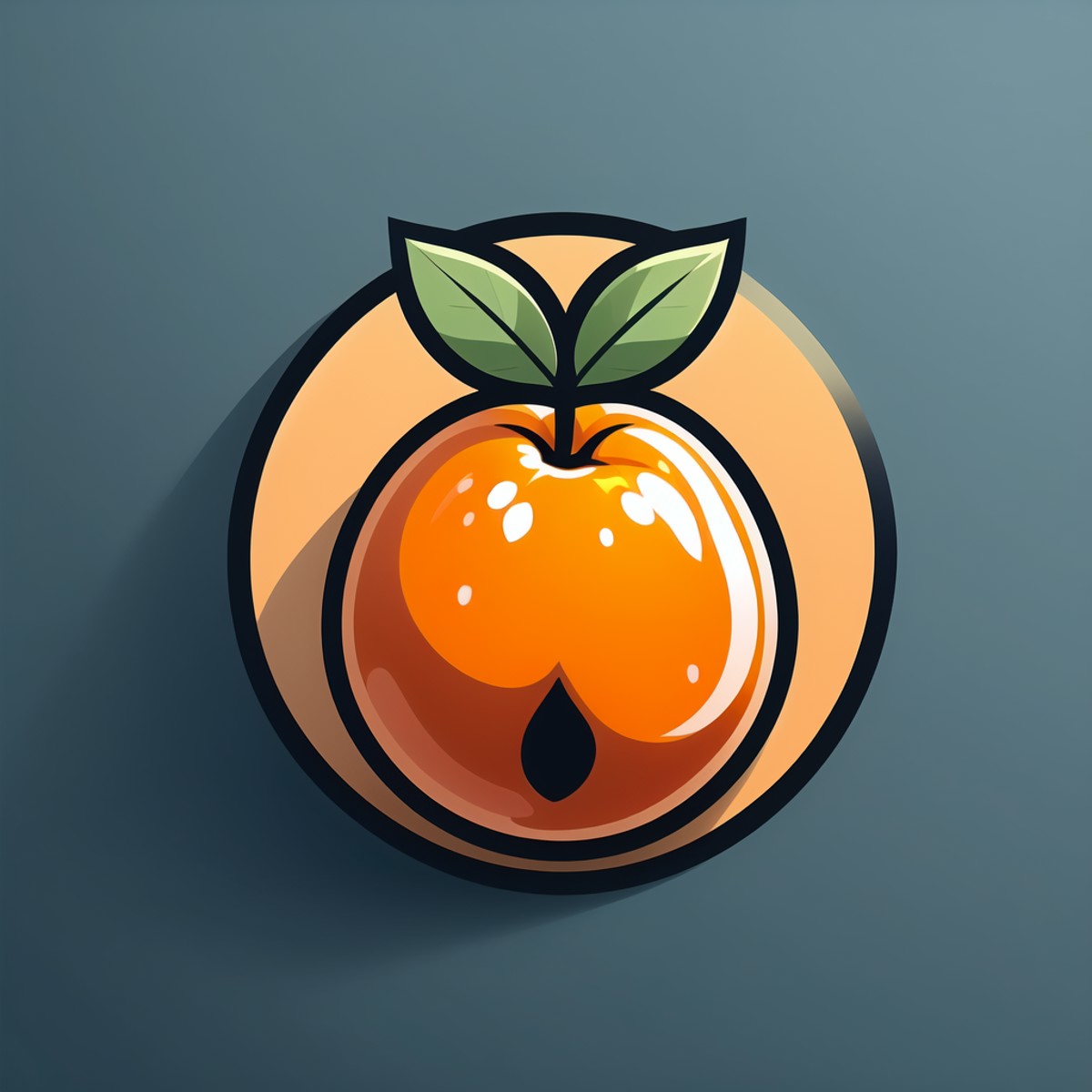(masterpiece, best quality:1.1), (round logo:1.05), no humans, a juicy orange nectarine, tangy, sweet, fruit, orchard, gra...